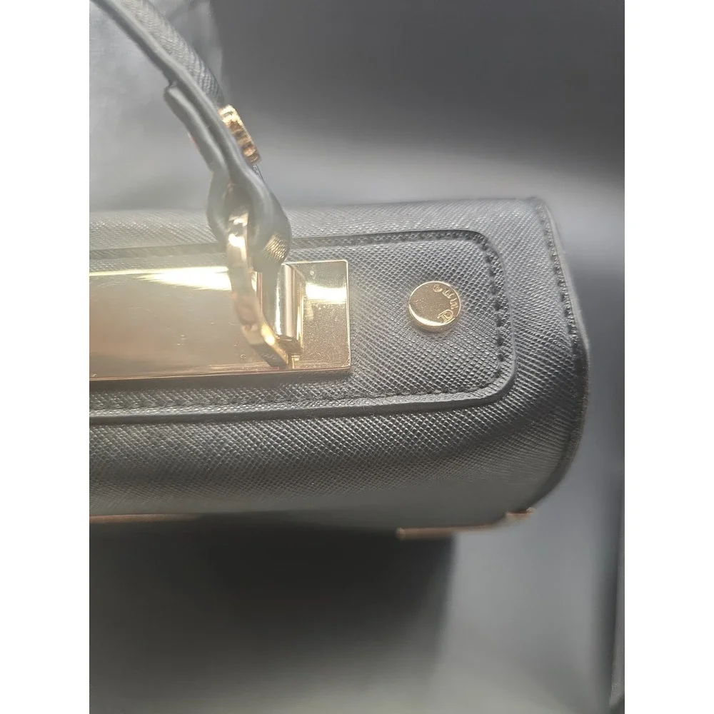 Dune London Black Faux Leather Two-Tone Handbag with Yellow Accents